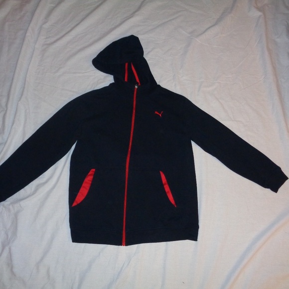 Puma Zip Up Hoodie Red Black Ecu | Poshmark